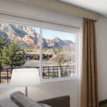 Red rock views over Sedona from the window of the Sedona View King Suite