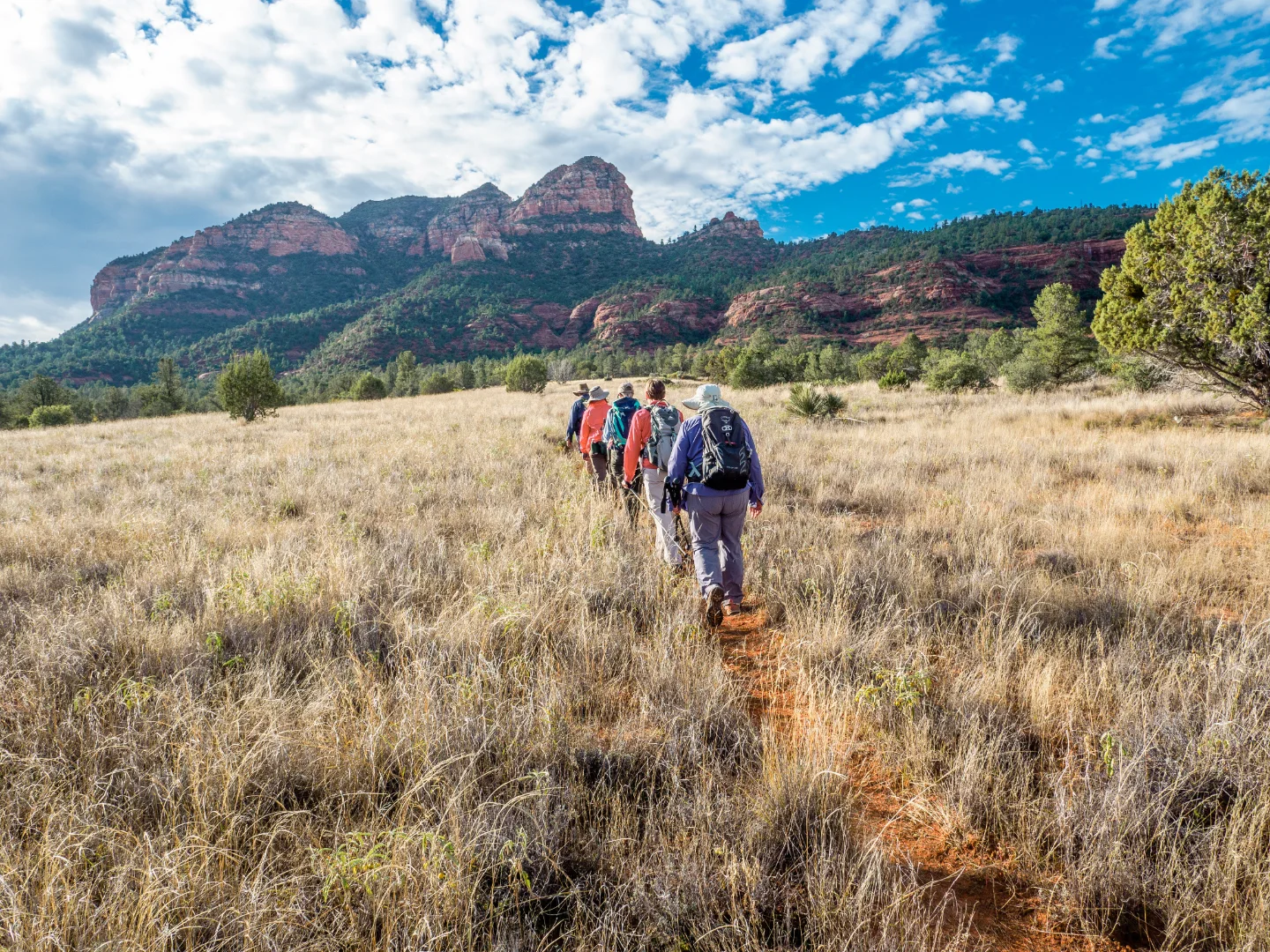 Hiker on a Sedona red rock trail