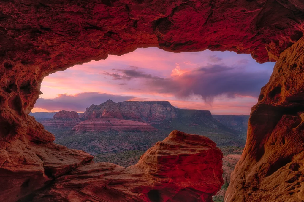 Sunset over the Sedona red rocks